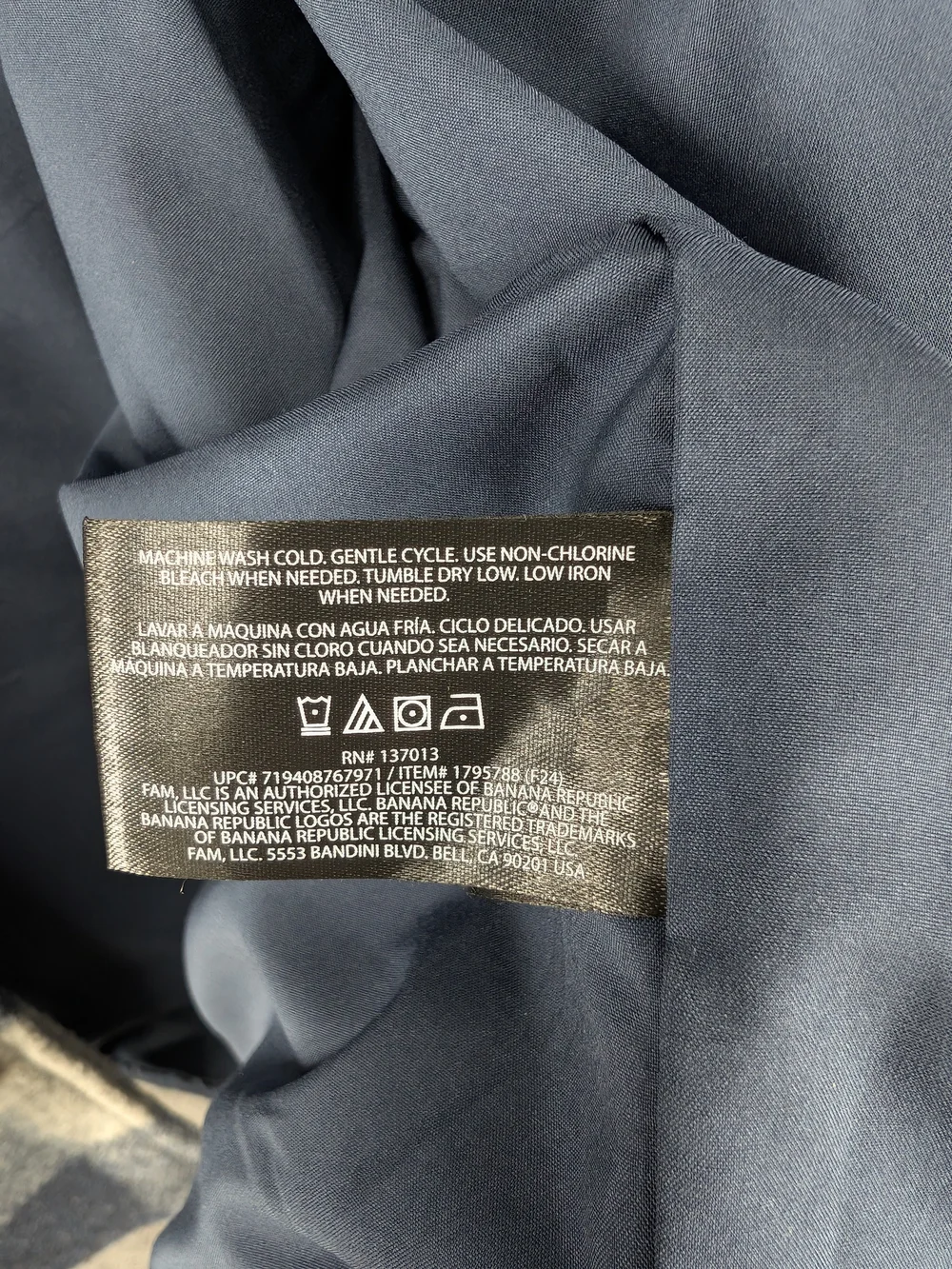 Banana Republic Men's Navy & Gray Plaid Wool Overshirt